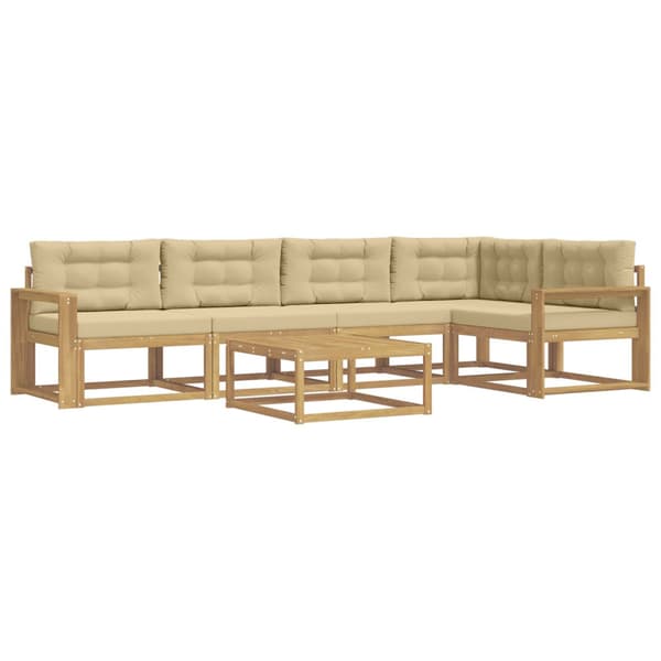 Utomhussoffset 6 pcs Vit och Beige 79 x 79 x 37 cm Polyester