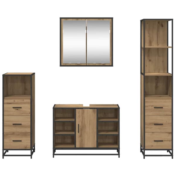 Badrumsmöbelset med låda 4 pcs Artisan Ek Konstruerat trä
