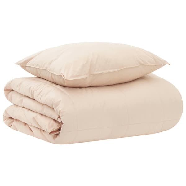 Täckeset med kudde Beige 155 x 200 cm Bomull, Kapok, Polyester