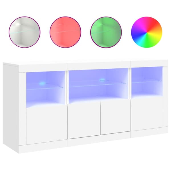 Skänk med LED-belysning vit 142,5x37x67 cm