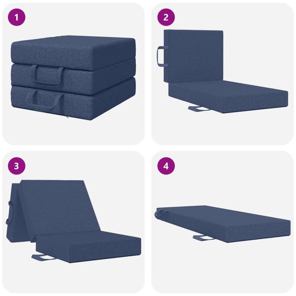 Fällbar Soffbed 90 x 63 x 45 cm Blå