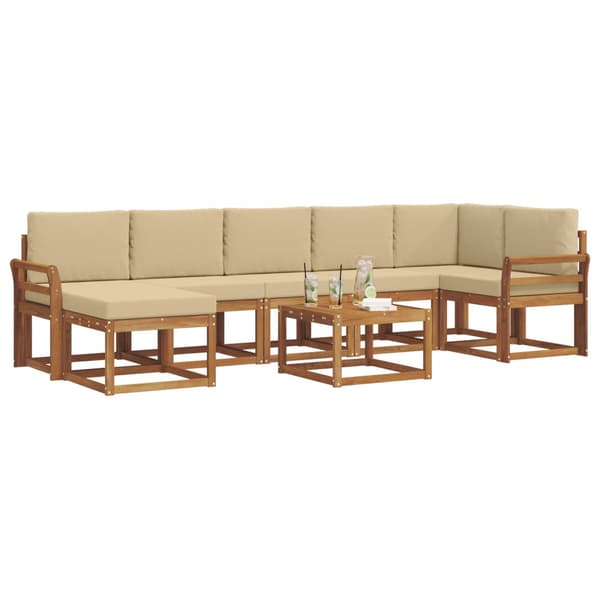 Utomhussoffset med kudde 8 pcs Naturlig och Beige