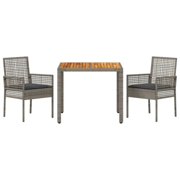 Trädgårdsmöbelset 3 pcs Grå konstrotting