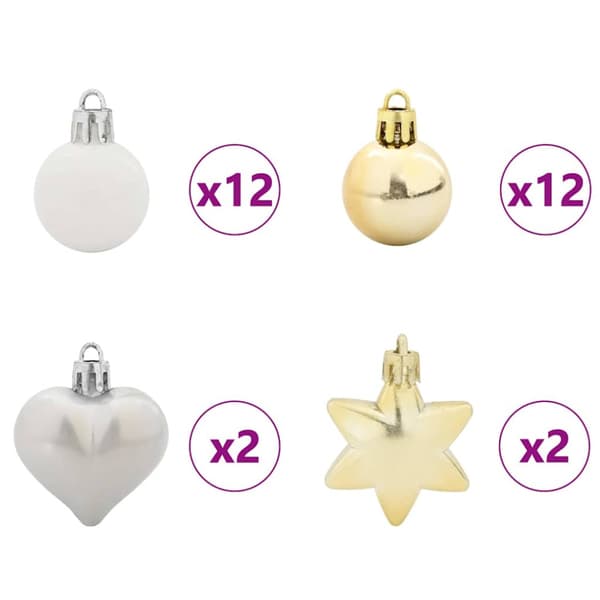Julprydnad Set 40 pcs Vit och guld Plast