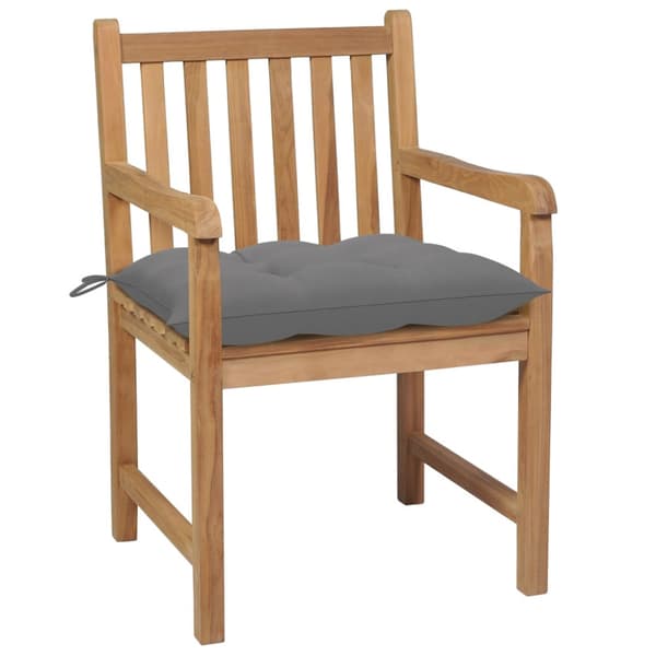 Trädgårdsstolar 8 st med gråa dynor massiv teak