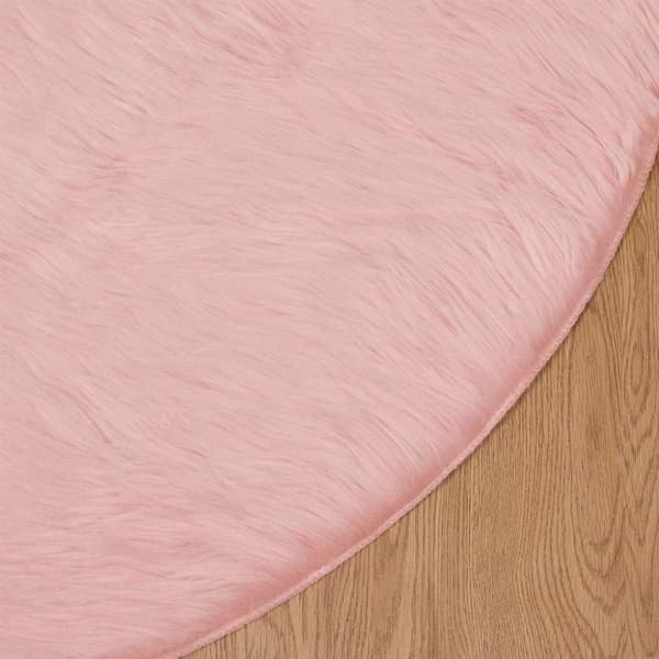 Fuskfäll matta TAFALLA Rosa Ø 200 cm Polyester