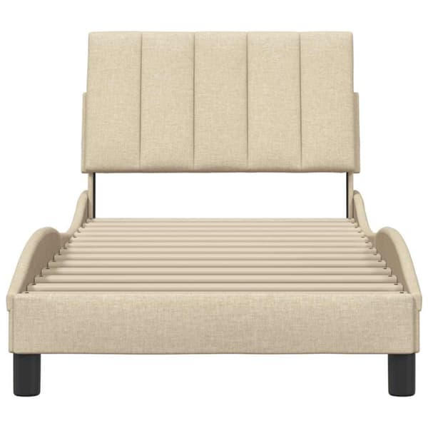 Bed Frame without Mattress "Hanko" Cream 80x200 cm Fabric