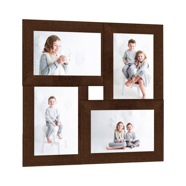 Fotoram för 4x(13x18 cm) bilder mörkbrun MDF