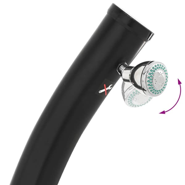 Solardusch med duschhuvud PVC, ABS, Zinklegering Svart