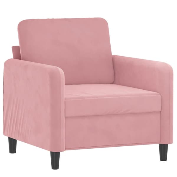 Fåtölj med fotpall rosa 60 cm sammet