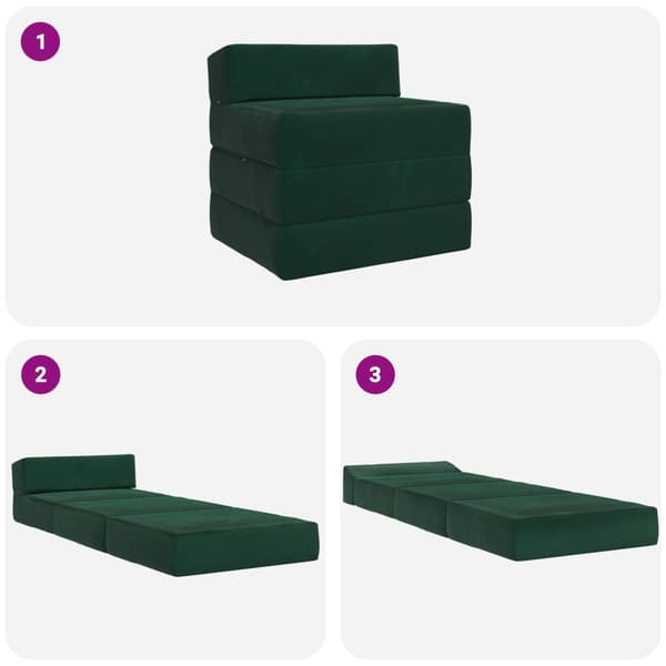 Fällbar Soffbed Mörkgrön 200 x 70 x 10 cm Sammet