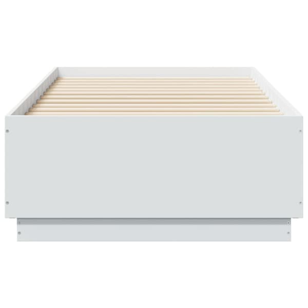 Sängram med LEDs vit 75x190 cm konstruerad trä