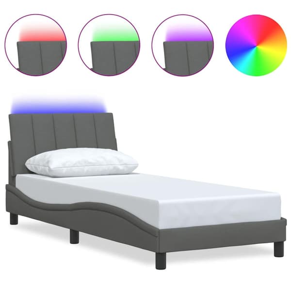 Bed Frame without Mattress "Hanko" Dark Grey 90x200cm Fabric