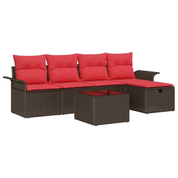 Trädgårdsoffset med kudde med lagring 6 pcs Poly rattan