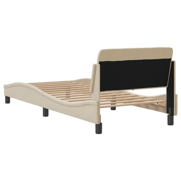Bed Frame with Headboard "Dover" Cream 80x200 cm Fabric