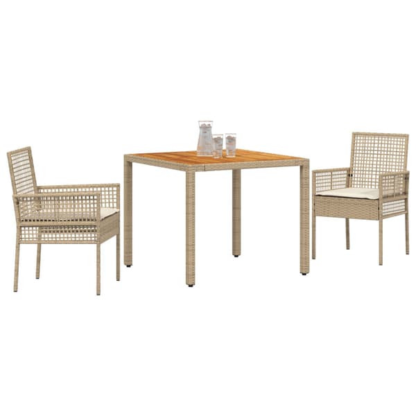 Trädgårdsmöbelset 3 pcs Beige konstrotting