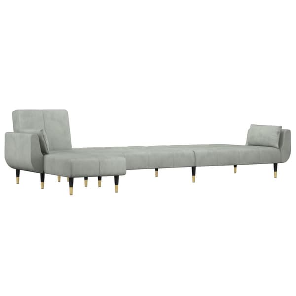 L-formad bäddsoffa ljusgrå 275x140x70 cm sammet