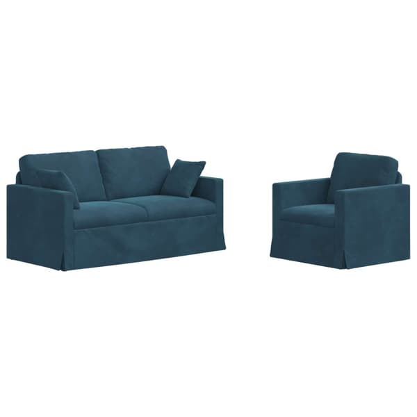 Soffset 2 pcs Blå 158 x 78 x 80 cm Sammet