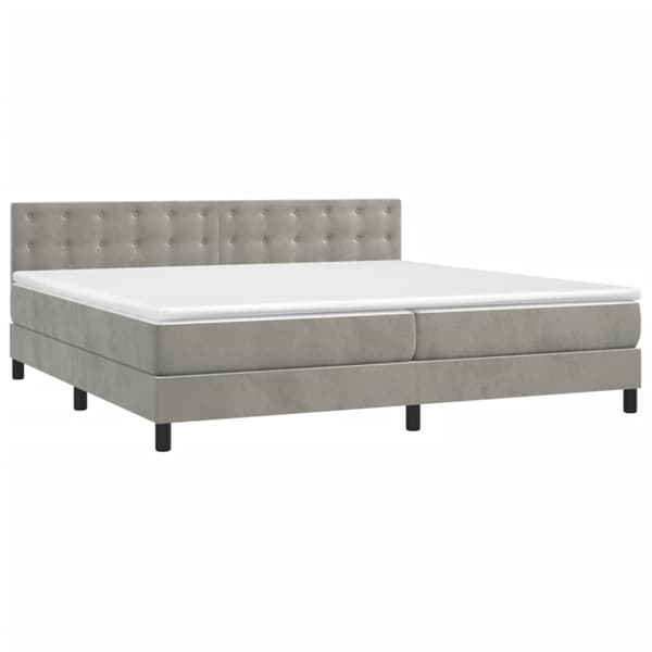 Ramsäng med madrass ljusgrå 200x200 cm sammet