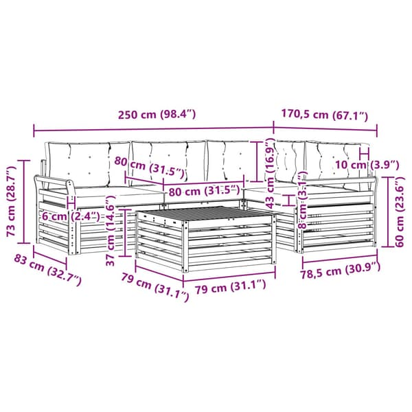 Utomhussoffset 5 pcs Vit och antracit 79 x 79 x 37 cm Polyester
