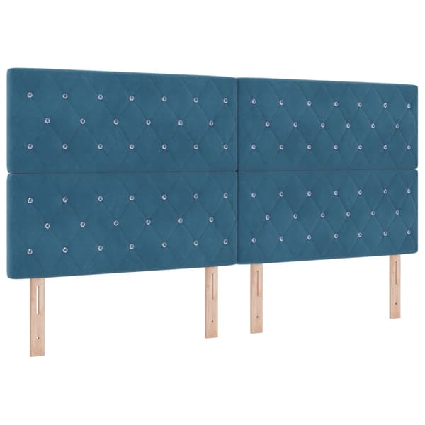 Bäddfjäder med madrass Mörkblå 200 x 200 cm Sammet
