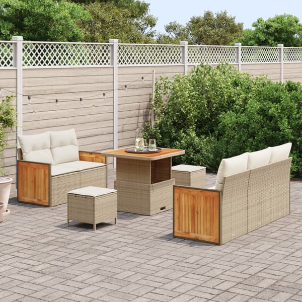 Trädgårdsoffset 10 pcs Beige och gräddfärgad konstrotting