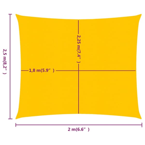 Solsegel 160 g/m² rektangulär gul 2x2,5 m HDPE