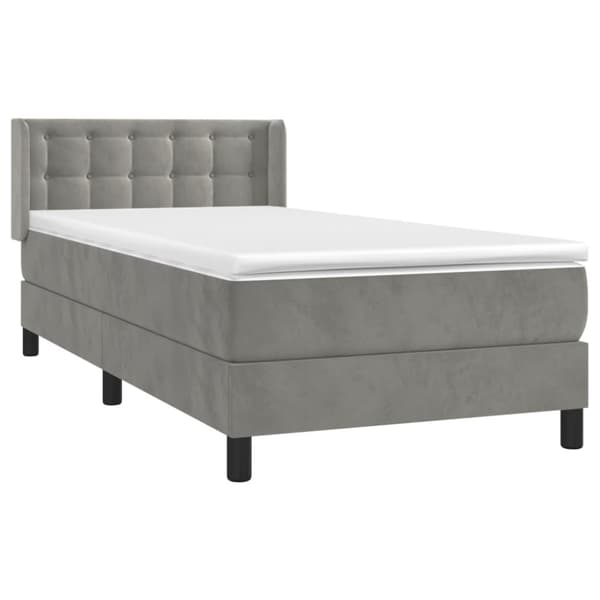 Ramsäng med madrass ljusgrå 100x200 cm sammet