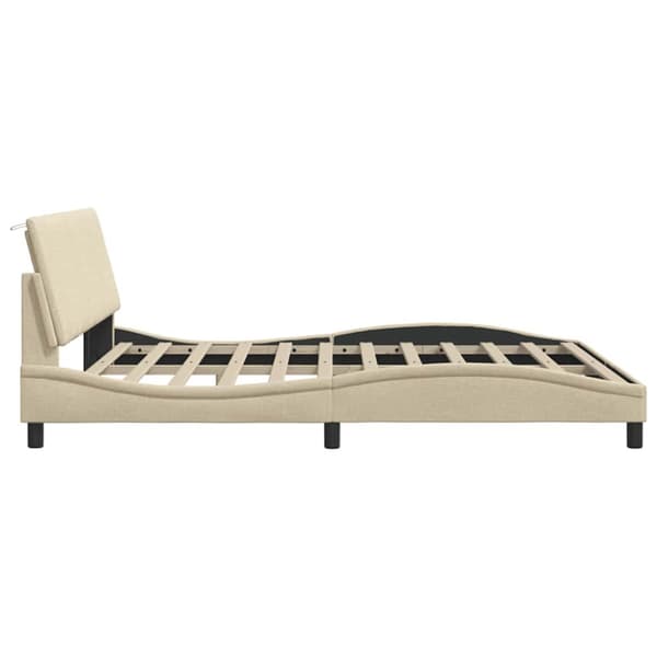 Bed Frame without Mattress "Hanko" Cream 180x200cm Fabric