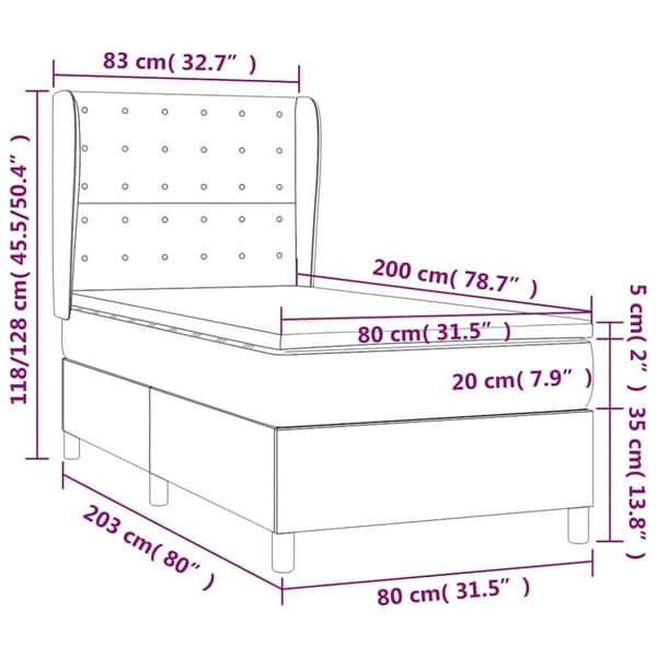 Ramsäng med madrass mörkblå 80x200 cm sammet