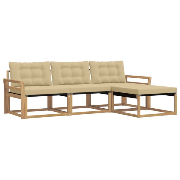 Utomhussoffset med kudde 4 pcs Vit och Beige