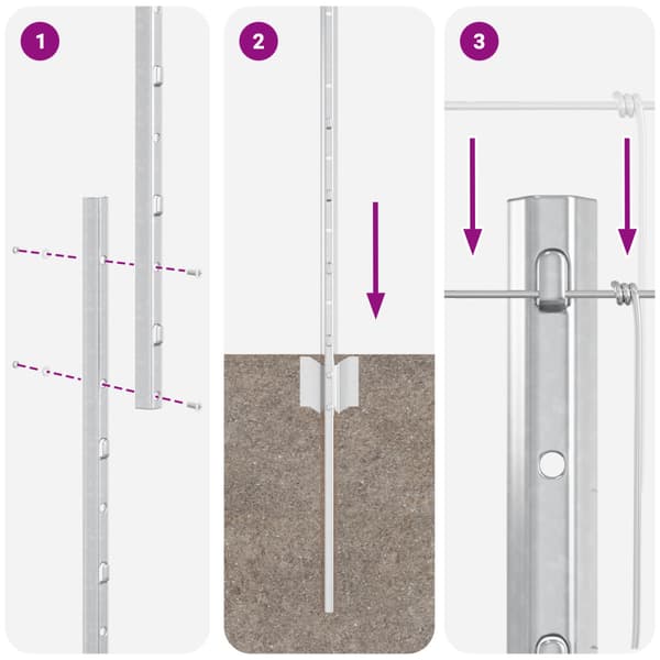 Stängsel med stolpe Silver 1,2 x 25 m Stål