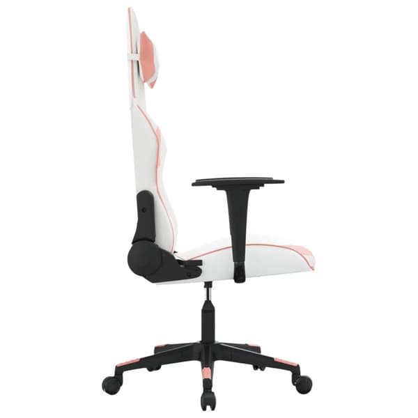 Gamingstol vit och rosa konstläder