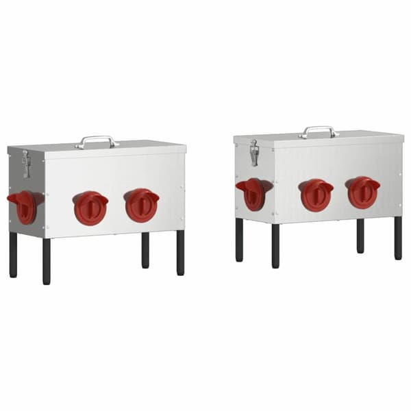 Hönsfodertråg 2 pcs Silver 41,5 x 20,5 x 33 cm