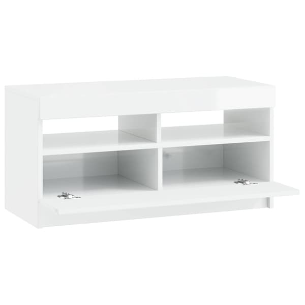 LED TV-skåp Vit högglans Konstruerat trä