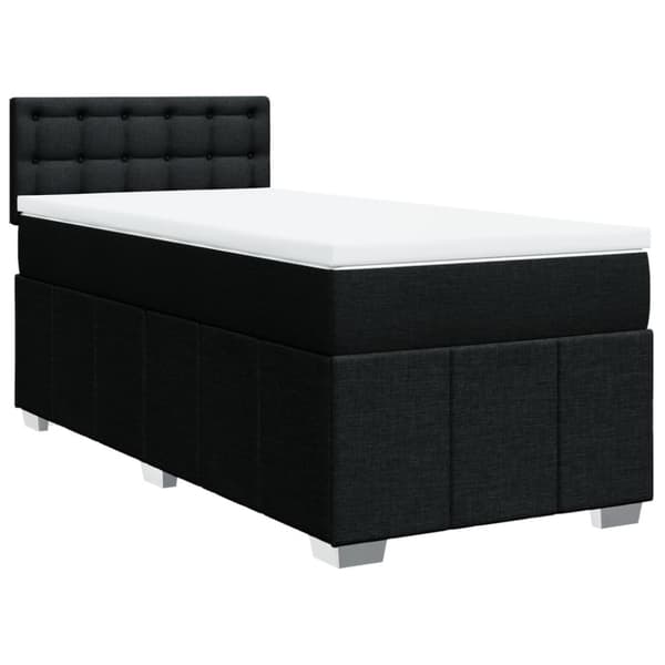 Ramsäng med madrass svart 90x200 cm tyg