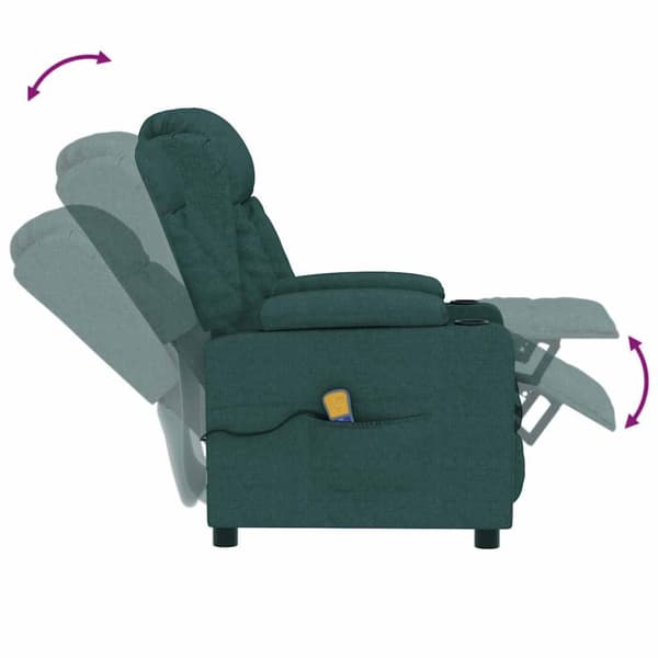Massagefåtölj mörkgrön tyg