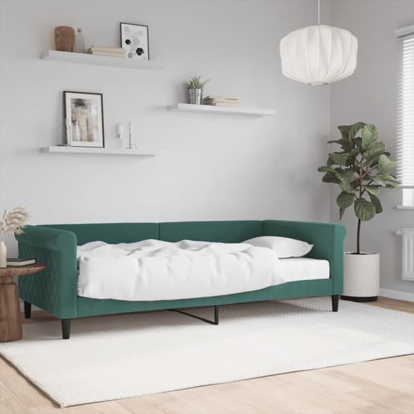 Dagbädd med madrass mörkgrön 90x200 cm sammet