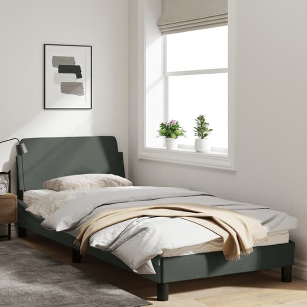 Bed Frame "Dover" Dark Grey 90x190 cm Fabric