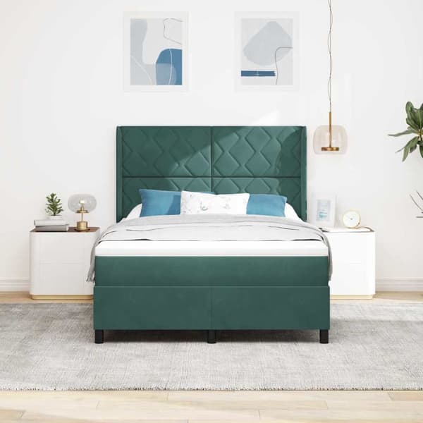 Bäddfjäder med LED-ljusslingor Grön 140 x 190 cm Sammet