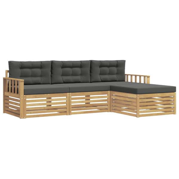 Utomhussoffset med kudde 4 pcs Vit och antracit Polyester