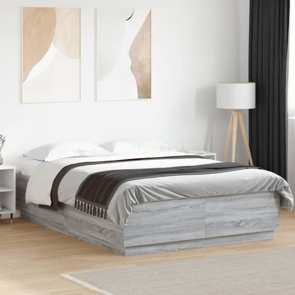 Sängram grå sonoma 150x200 cm konstruerad trä