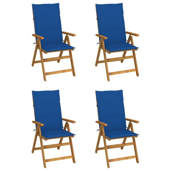 Fällbara trädgårdsstolar med dynor 4 st massivt akaciaträ