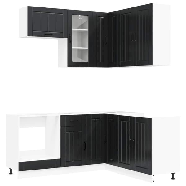 Köksenhet LUCCA 8 pcs Svart Konstruerat trä