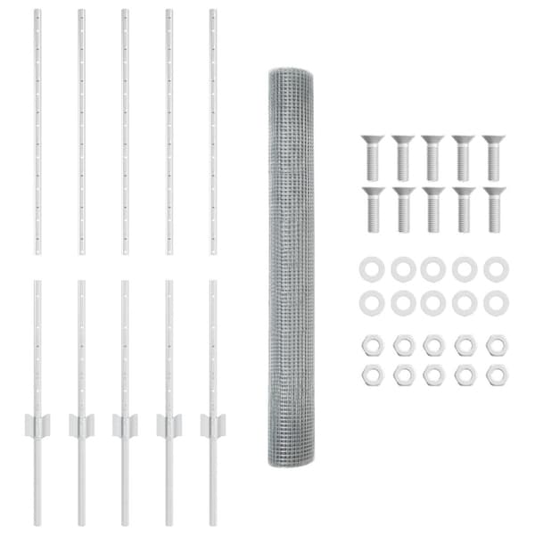 Stängsel med stolpe Silver 1 x 10 m Stål