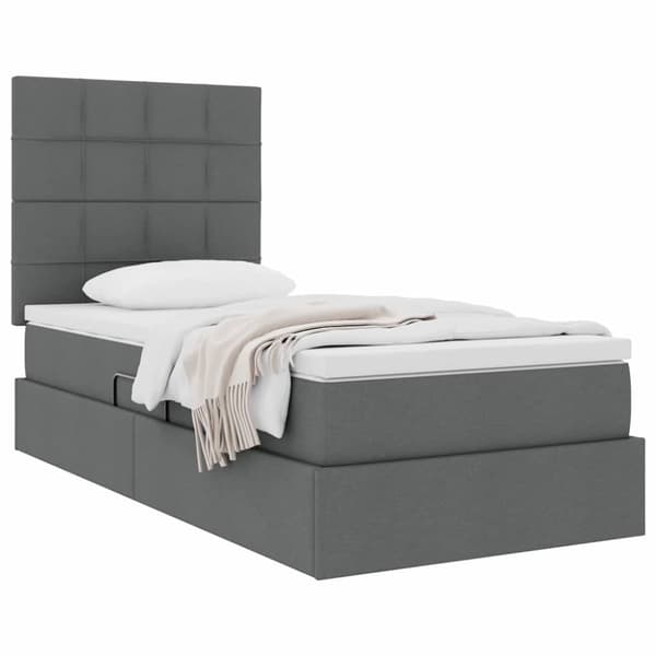 Förvaringssäng med madrass Mörkgrå 90 x 190 cm Polyester