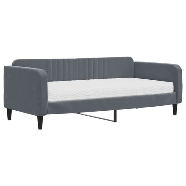 Dagbädd med madrass mörkgrå 90x190 cm sammet