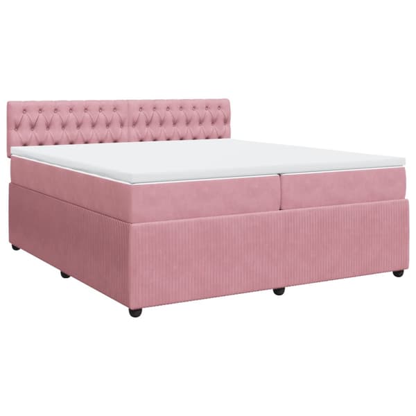 Ramsäng med madrass rosa 200x200 cm sammet