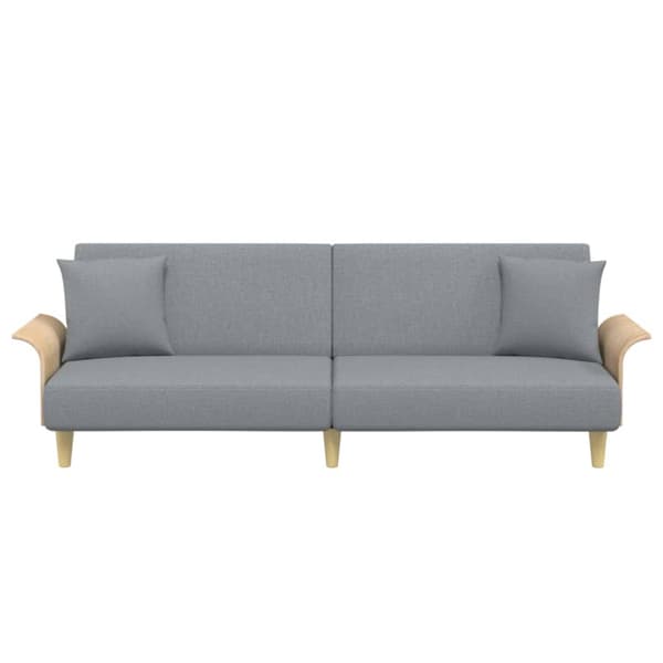 Bäddsoffa med armstöd ljusgrå tyg