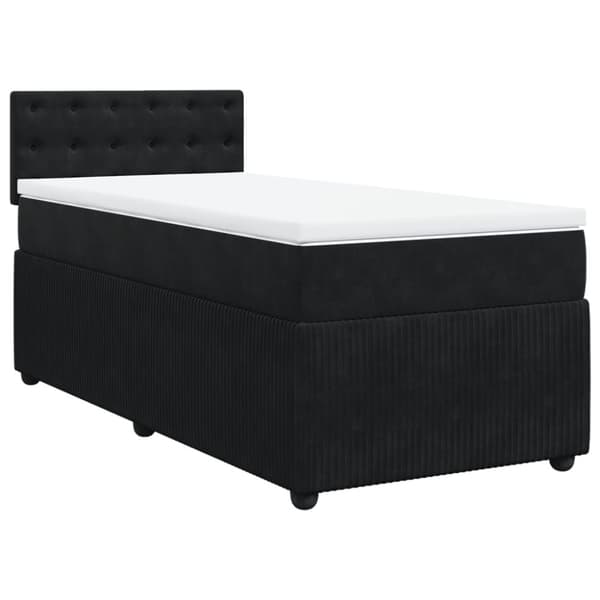 Ramsäng med madrass svart 90x200 cm sammet